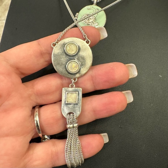 ⚜️ Lucky Brand Layered Silver Necklace & Blue Enamel Wave Bracelet ⚜️ - Picture 4 of 13